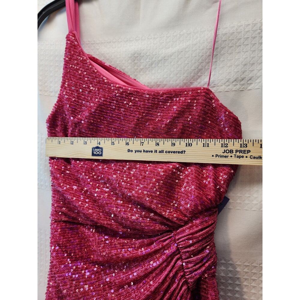 Morgan & Co Prom Dress Juniors Sz 1 Pink Maxi One Shoulder Sequin Backless 1148 - Picture 8 of 15